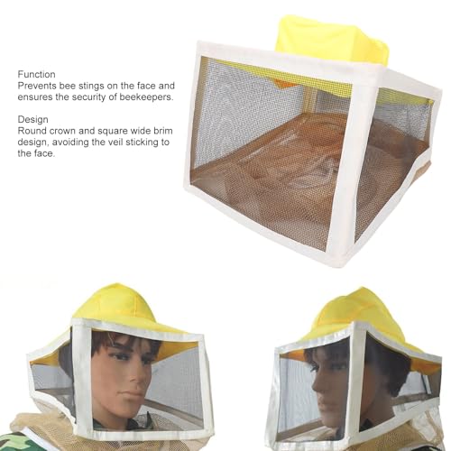 Haofy Beekeeping Hat with Veil Steel Yarn Square Brim Foldable Bee Hat with High Visibility Veil Outdoor Professional Protector Fishing Studies Bee Keeping Supplies