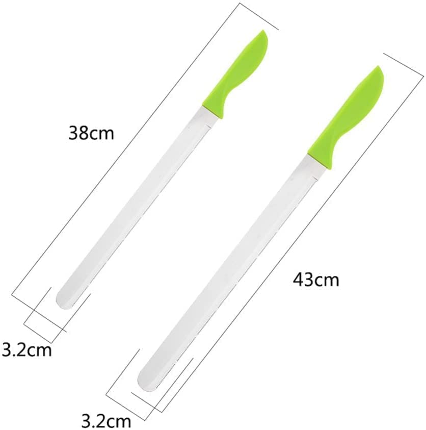 10Inch/12Inch Stainless Steel Cake Knife Plastic Handle Baking Pastry Spatulas Serrated Bread Knife Kitchen Baking Tool (12 inch)