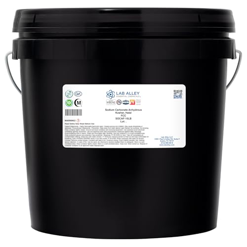 Lab Alley Sodium Carbonate Anhydrous FCC, Kosher, Halal, Water Softener, Food Additive, Cleaning Agent, and Laboratory Reagent (10 Pounds) - size: 10 Pounds