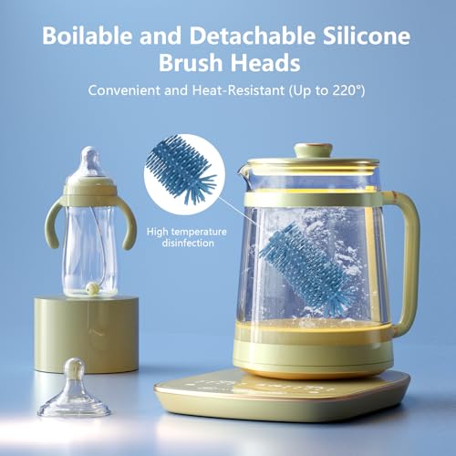 Silicone Bottle Cleaning Brush,Baby Travel Essential Bottle Brush Set, 3 in 1 Silicone Brush, Nipple Brush, Straw Brush - color: Blue