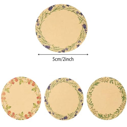 500PCS Canning Label Stickers for Jars and Lids,2Inch Round Jars Labels for Mason Jar,Wreath Designs Kraft Sticker Labels for Food Containers Candle Pantry Spice Lids Bottle Labels (Brown2) - color: Brown2