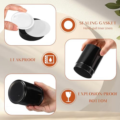 Domensi 36 Pcs Bulk 6oz Glass Jars with Lids Leakproof Round Airtight Empty Cosmetic Jars with Inner Liners Lid for Storing Lotions Spices Ointments Food Storage (Black) - color: Black