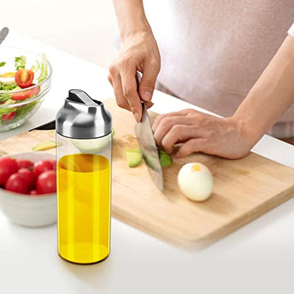 Aelga Olive Oil Dispenser Bottle - Glass Oil Dispenser - Dispenser Bottle for Kitchen with Stainless Steel Spout - color: Silver, style: 14OZ Set of 1