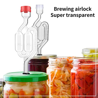 Airlocks for Fermenting, Brewing Supplies, Super Transparent Upgraded Version of 4 Fermentation Airlock, 4#6 Stoppers and 8 Airlock Grommets, Used for Brewing Wine, Beer, Sauerkraut, Pickles, Etc - color: Red-4 PCS