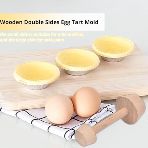 Wooden Pastry Tamper, Double Side Pie Pastry Dough Tart Tamper for Mini Muffin Pan, Wooden Shell Dough Wooden Cookie Molds for Baking, Mini Egg Tart, Cheesecakes, Pasta