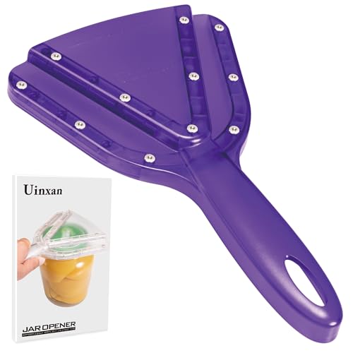 Uinxan Jar Opener for Weak Hands & Seniors with Arthritis - Handheld Manual | Effortlessly Opens Stubborn Screw Lids & Bottle Caps. 304 Stainless Steel. Durable. Patented Kitchen Gadget (Purple) - color: Purple