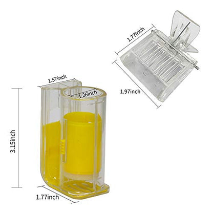 Bee Queen Clips Catcher 5 PCS Plastic Transparent with Bee Queen Marker Bottle Beekeepers Mark Tool (Yellow Marker Bottle +5 pcs Clip)