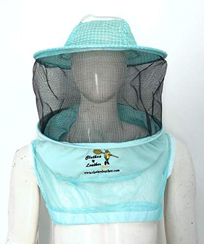 Clothes & Leather Gear Three Layer Ventilated Beekeeping Veil in Round (Aqua, 3 Layer HAT) - color: Aqua
