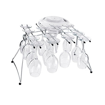 Oenophilia Fusion Stemware Wine Decanter Drying and Storage Rack - 16 Wine Glass Rack and Holder, Foldable - size: 16 Glass