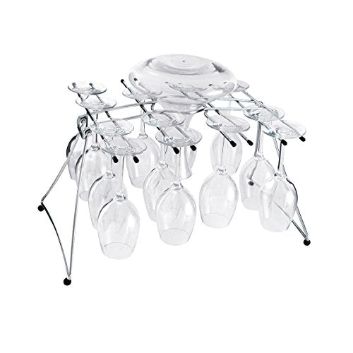 Oenophilia Fusion Stemware Wine Decanter Drying and Storage Rack - 16 Wine Glass Rack and Holder, Foldable - size: 16 Glass