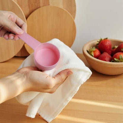 Inmorven 10pcs Measuring Cups and Spoons Set, BPA-Free Plastic Kitchen Baking Tools with Engraved Markings, Stackable Design for Dry & Liquid Ingredients (Pink) - color: Pink