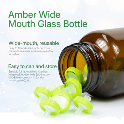 250 ml(8.3 OZ) Amber Glass Wide Mouth Packer Bottle with Black Ribbed Cap, UV Light Resistant Jars for Pills, Capsules, Essential Oils, DIY Salves - Airtight Storage Container，Pack of 24 bottles - size: 8.3 OZ