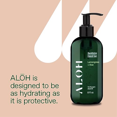 ALŌH Sanitizing Hand Gel 2-pack | Lemongrass + Aloe | 70% Alcohol Hydrating Hand Sanitizer Gel with Essential Oil, for Kids & Adults | 8oz Size Bottle (Set of 2) - color: Lemongrass + Aloe