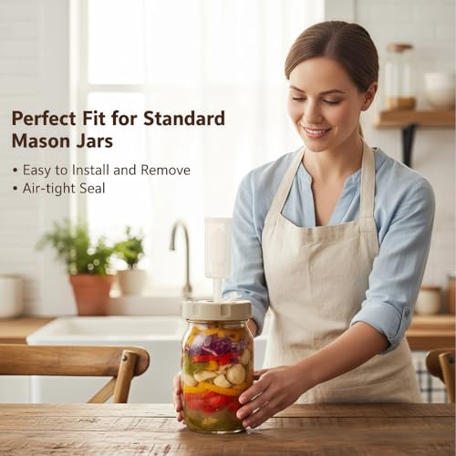 4 Pack Fermentation Kit for Wide Mason Jars, Masontops Fermentation Sauerkraut Pickling Kit with 4 Glass Fermentation Weights, 4 Fermenting Lids with Time Recorder & Airlocks (Jars Not Included)