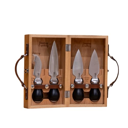 BOSKA Cheesemongers Parm Set Pro - Professional Cheese Knives - for Parmesan Cheese - Stainless Steel - in Wooden Case - Ergonomic - Scoring Knife, Breaking Knife and 2 Parmesan Knives