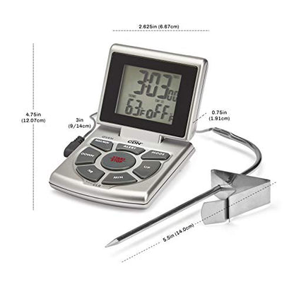 CDN DTTC-S Combo Probe Thermometer, Timer & Clock - Silver - color: Silver