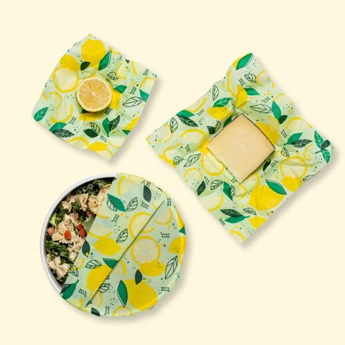 Bee's Wrap - Limited Edition - Beeswax Wraps for Food - 3 Pack of Assorted Beeswax Wraps - Small, Medium & Large Wrap - Plastic Free Made in USA Reusable Natural Food Wrap - Fresh Squeeze Print - style: 3 Pack (Fresh Squeeze)