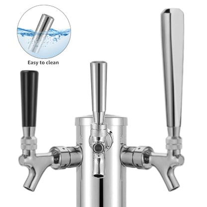 MRbrew Beer Tap Handle 304 Stainless Steel Beer Faucet Handle 2 PCS, Standard 3/8”Threading Kegerator Tap for Kegerator Tower Stout Nitro Coffee
