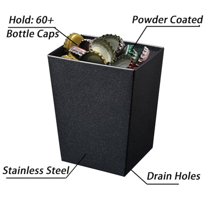 Black Bottle Cap Catcher Wall Mounted 4" Stainless Steel Beer Cap Bucket with Drain Holes Screw in Post Table Cooler for Outdoor Use - color: Black