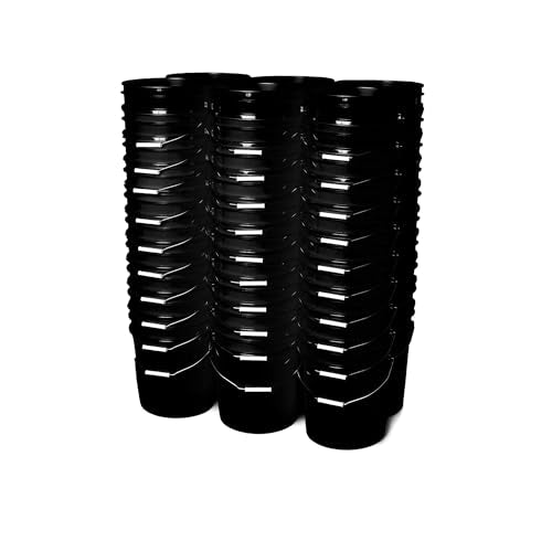 ePackageSupply 5 Gallon Bucket - Food Grade Bucket, Metal Handle Grip, BPA-Free, Heavy-Duty 90 Mil HDPE Plastic Pail, Stackable Utility Container, Made in USA, Lid Not Included, Black, 60 Packs - color: Black, size: 60 Packs