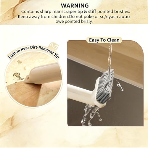 Liquid Storage Cleaning Brush, 9" Multi-Purpose Scrub Brush with Soap Reservoir, Refillable Handle for Bathroom Tile, Kitchen Floor, Bathtub, Shoes, Off-White & Red - color: White