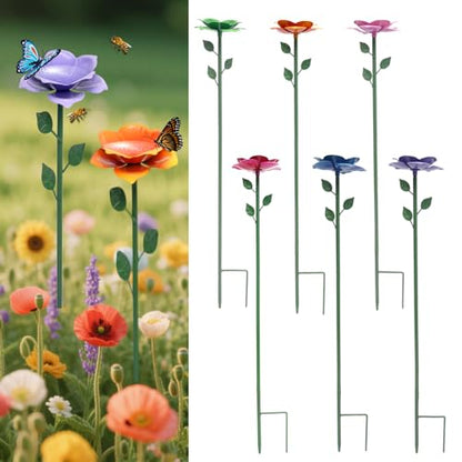 Bee Watering Station, Butterfly Feeder, Metal Bee Water Feeder with Flower Design,Elegant Outdoor Rose Yard & Patio Garden Decor (6PCS)