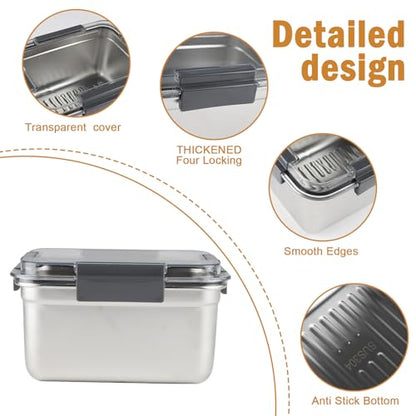 Cheese Container for Refrigerator,Cheese Stainless Steel Container with Lids,Deli Meat Saver, Non Toxic Airtight Storage Container for Stackable Sliced Grated,Shredded,Cheddar Cheeses Holder - size: Medium