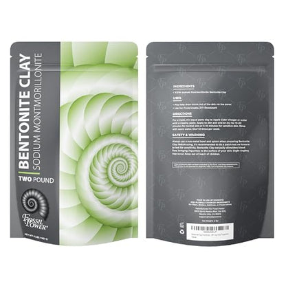 Bentonite Clay Food Grade Powder 2 Lb - Pore Cleansing, Face & Hair Mask | Fossil Power - 100% Sodium Bentonite Clay - Draws Out Impurities for Hair, Face & Bath Soak - Also for Toothpaste & Deodorant - size: 32 Ounce (Pack of 1)