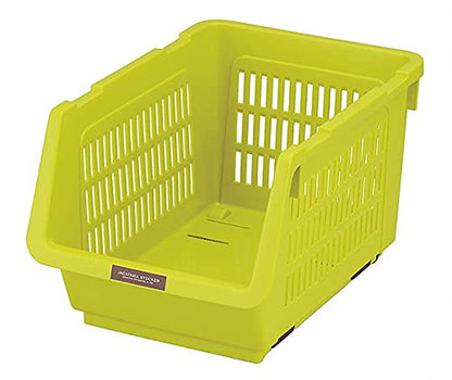 JapanBargain 4671, Japanese Stackable Storage Bin Kitchen Pantry Organizers Food Basket for Fruit Potato Condiments and Spices, Made in Japan - color: Green