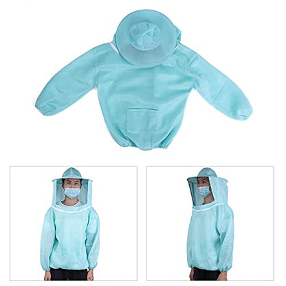 Breathable Beekeeping Suit Jacket with Mesh Veil, Air Mesh Fabric, Lightweight Protective Equipment - Ventilated Design, Elastic Cuffs, Durable for Beekeepers and Outdoor Use
