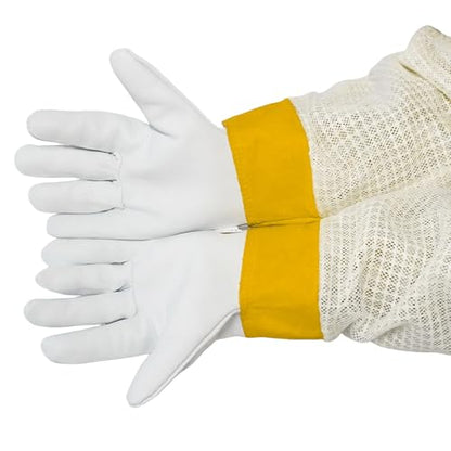 Stingproof Goatskin Beekeeping Gloves, 3-Layer Breathable Sleeve((XL) | Elastic cuffs for a secure bee-proof seal, unisex comfy fit, ideal for both beginner of professional beekeepers - size: XL
