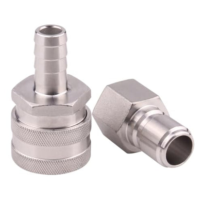 DERNORD Stainless Steel Quick Disconnect Set - Beer Brewing Connector Kit (Barb Female/FPT Male(Pack of 2)) - size: Barb Female/FPT Male