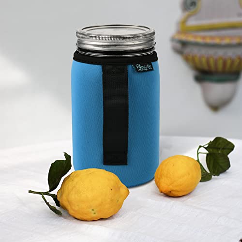Beautyflier 32oz Regular Mouth Mason Jar Neoprene Sleeve, Mason Jar Drinking Glasses Neoprene Cover, 32oz Wide Mouth Insulators Sleeve with Handle, Sleeve Only - color: 32OZ, 3COLOR