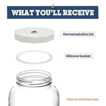 Fermentaholics 2 Pack - 110mm One Gallon Fermentation Lid & Gasket - Airtight Lid Turns Gallon Jar Into A Fermenter - Make Beer, Wine, Mead, Cider & More (AIRLOCK SOLD SEPARATELY)