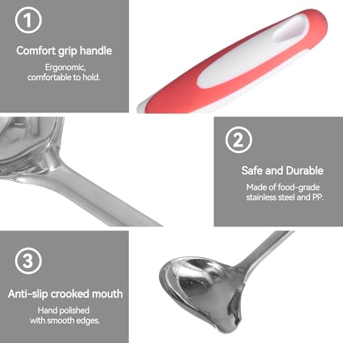 Canning Ladle, Metal Ladle Soup Serving Ladles Stainless Steel Canning Ladle Long Handled Ladle Oil Soup Spoon Pouring 12.2 x 3.43 Inches, 1 Piece