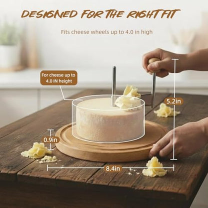 Cheese Curler Wheel with Stainless Steel Blade & Wood Base – Creates Cheese Curls from a Cheese Wheel, Also Suitable for Chocolate and Butter, for Home Kitchens, Dinner Parties