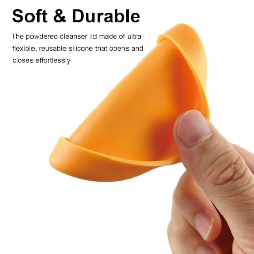 4 Pack Silicone Powder Cleanser Lids, Compatible with Bar Keepers Friend, Comet, Ajax Powder Cleanser 12oz & 21oz, Silicone Cover for Cleaning Powder Moisture Resistance, Reusable Silicone Lid