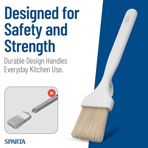 SPARTA 4037800 Meteor Boarhair Pastry Brush, Basting Brush With Built-In Projecting Hook, 2 Inches, Brown