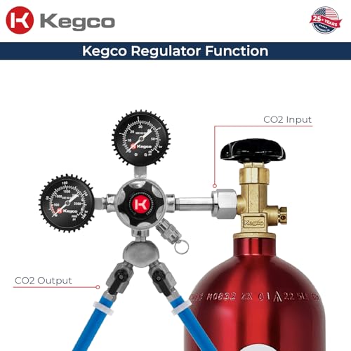 Kegco Elite Series Dual Gauge CO2 Draft Beer Regulator, 2 Product, Chrome
