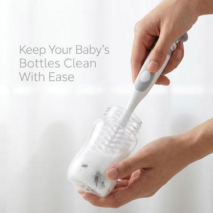 Ariseno 4-in-1 Baby Bottle Brush Set - Including Brushes for Bottles, Straws, Caps, & Nipples - BPA-Free (Grey) - color: Gray-nylon