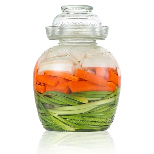 Pickle Container 2.5 L Food Grade Fermentation Jar Traditional Kimchi Containers with Bowl Cap Transparent Glass Jar with Lid Fermentation Kit for Pickling Kimchi Sauerkraut - color: 2.5l