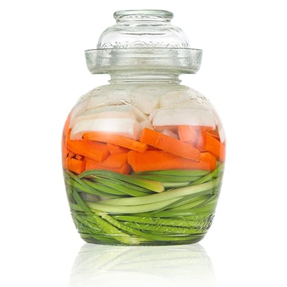 Pickle Container 2.5 L Food Grade Fermentation Jar Traditional Kimchi Containers with Bowl Cap Transparent Glass Jar with Lid Fermentation Kit for Pickling Kimchi Sauerkraut - color: 2.5l