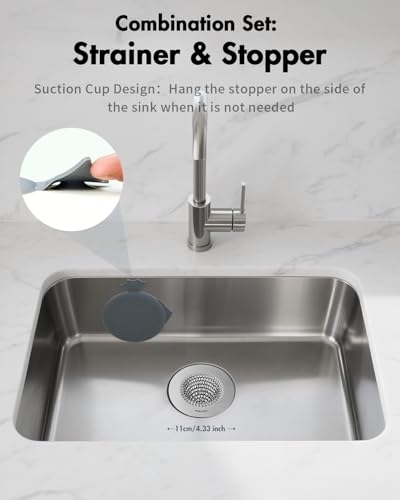 Sink Strainer with Stopper, Wokdada Revolutionary Clog-Free Food Catcher for Garbage Disposal - color: Gray Silver