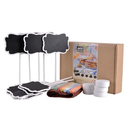 Food Labels for Party Buffet, Wood Mini Chalkboards Signs for Food with Stand, Food Signs for Party Buffet, for Message Board Signs, Place Cards for Weddings, Table Numbers, by UCEC