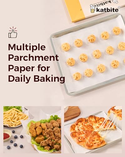 Katbite 200PCS 12x16 In Heavy Duty Flat Parchment Paper, Parchment Paper Sheets for Baking Cookies, Cooking, Frying, Air Fryer, Grilling Rack, Oven(12x16 Inch) [Extra Strong Series] - size: 12"x16"-200