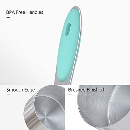 Measuring Cups : U-Taste 18/8 Stainless Steel Measuring Cups and Spoons Set of 10 Piece, Upgraded Thickness Handle(Aqua Sky) - color: Aqua Sky