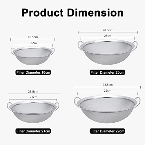 4 Packs Fine Mesh Paint Strainer 60 Mesh Stainless Steel Paint Filter Emulsion Honey Funnel Filter Paint Bucket Filter Tool Insert Strains