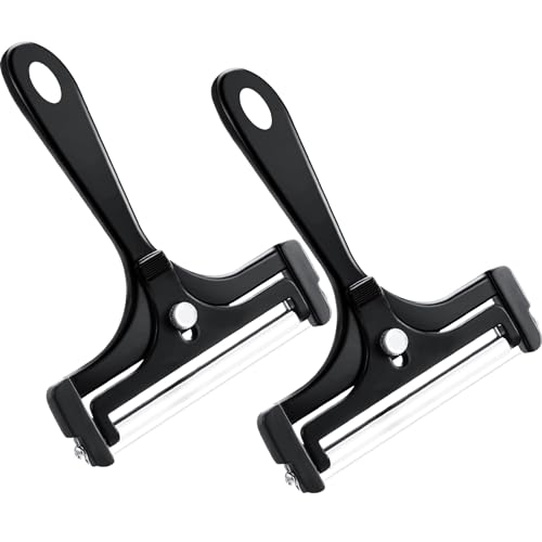 Boao 2 Pack Wire Cheese Slicer Stainless Steel Handheld Cheese Cutter Angle Adjustable Shaver Replacement Kitchen Cooking Tool for Mozzarella Cheddar Gruyere(Black) - color: Black
