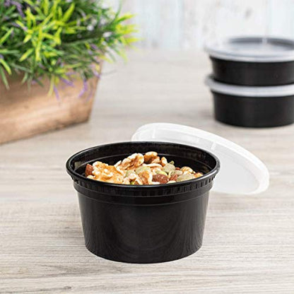 Karat [12oz - 240 ct Black PP Injection Molded Round Deli Containers with Lids (FP-IMDC12-PPB) - color: Black, size: 12oz
