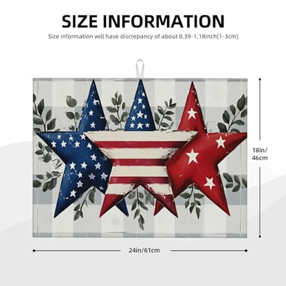 American Flag Stars Microfiber Dish Drying Mat 18x24 Inch - Absorbent Non-Slip & Quick Dry Kitchen Counter Dish Drainer Pad, Rustic Farmhouse Style - color: American Flag Stars1